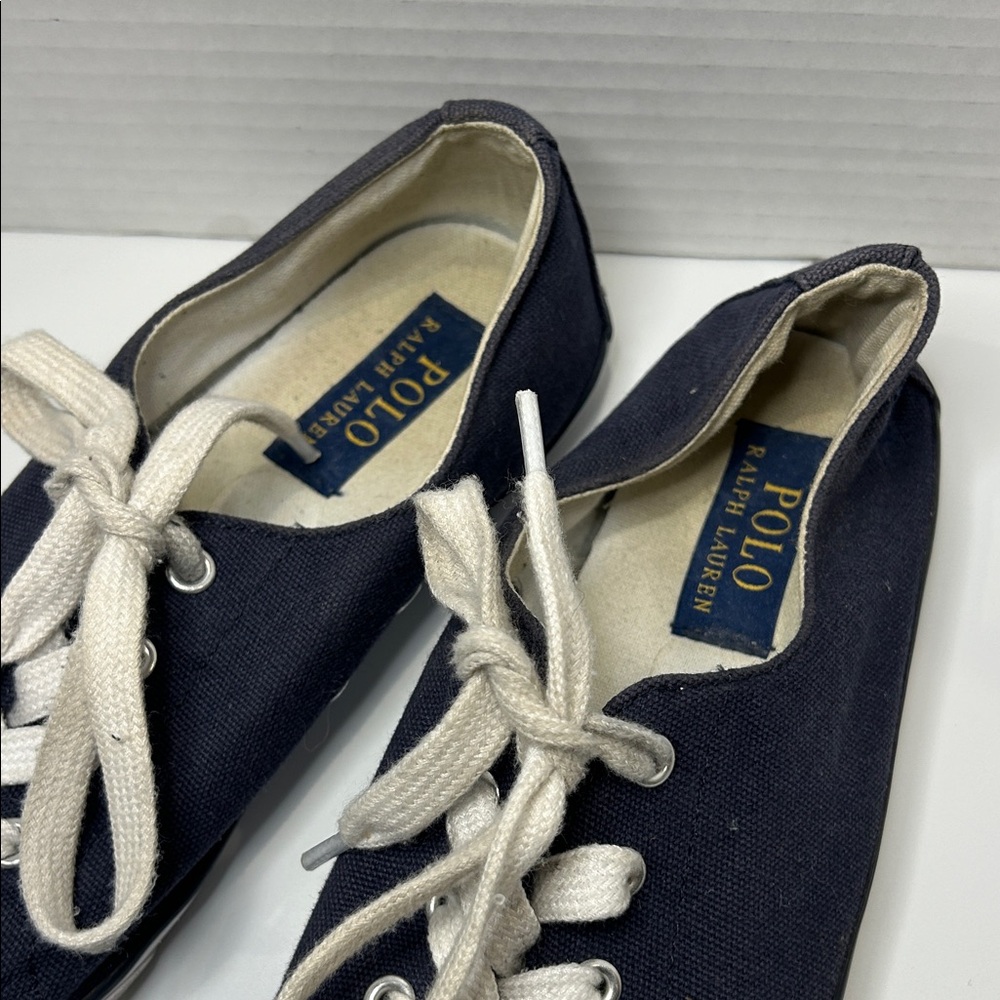 Polo Ralph Lauren Navy Canvas Sneakers Size 8 - Picture 4 of 9